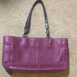 Coach Red Leather Shoulder Bag with Chain Straps